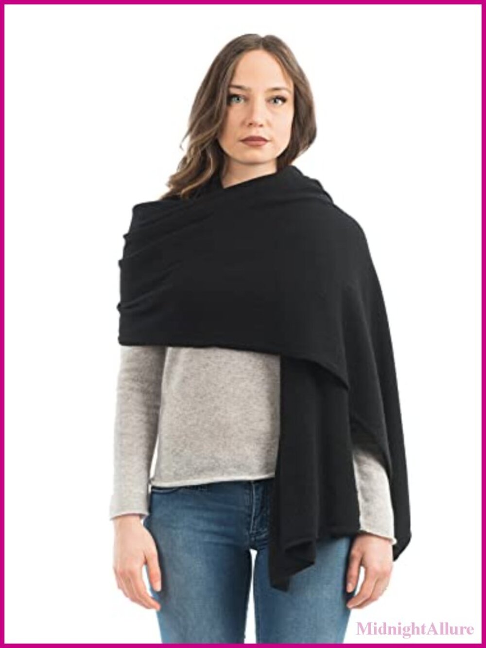 Italian Wool Cashmere Blend Stole Wrap Shawl One Size 24x73in Made in Italy